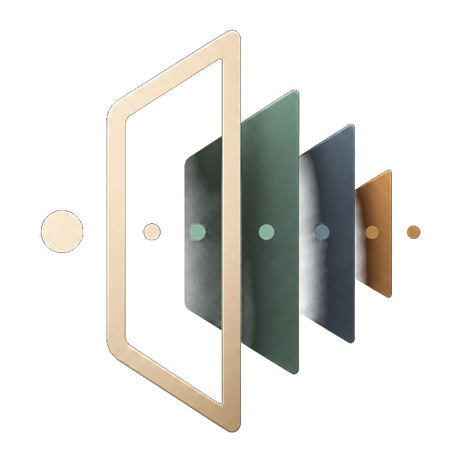 A dot, then three stacked planes: each figure is the previous one, pushed in a new direction.
